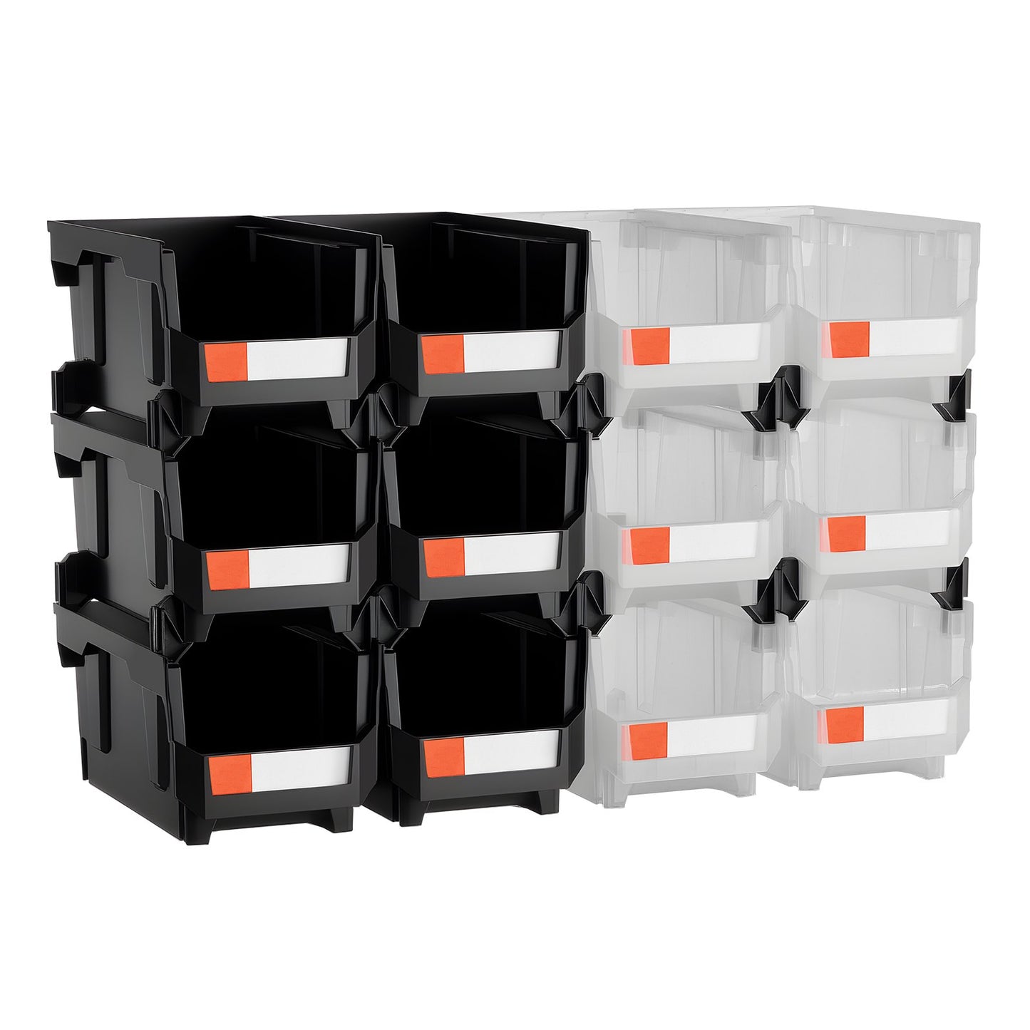 Plastic Stackable Storage Bins, 37.7 x 21.5 x 18 cm (12 Pack), Plastic Containers for Organizing & Storage V952-DDWLX12GZ14L7T773001V0
