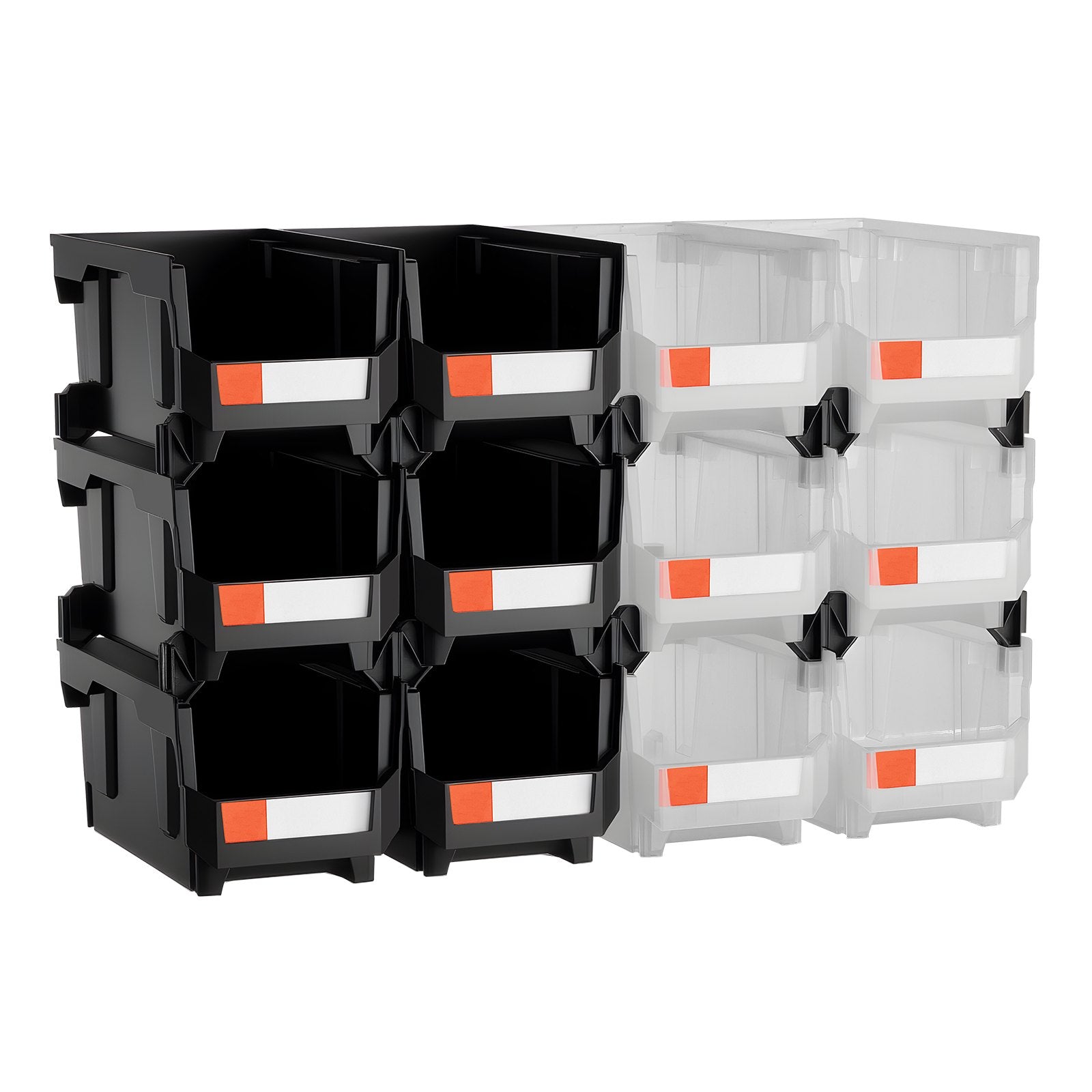 Plastic Stackable Storage Bins, 37.7 x 21.5 x 18 cm (12 Pack), Plastic Containers for Organizing & Storage V952-DDWLX12GZ14L7T773001V0