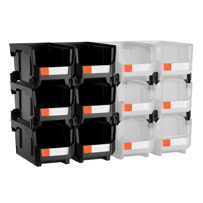 Plastic Stackable Storage Bins, 37.7 x 21.5 x 18 cm (12 Pack), Plastic Containers for Organizing & Storage V952-DDWLX12GZ14L7T773001V0