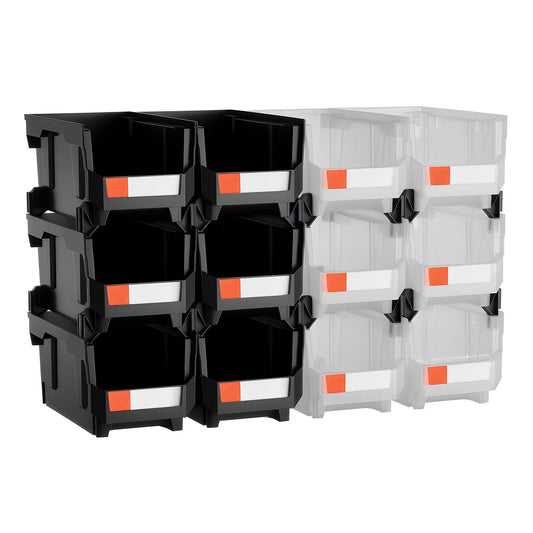 Plastic Stackable Storage Bins, 37.7 x 21.5 x 18 cm (12 Pack), Plastic Containers for Organizing & Storage V952-DDWLX12GZ14L7T773001V0