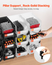 Plastic Stackable Storage Bins, 37.7 x 21.5 x 18 cm (12 Pack), Plastic Containers for Organizing & Storage V952-DDWLX12GZ14L7T773001V0