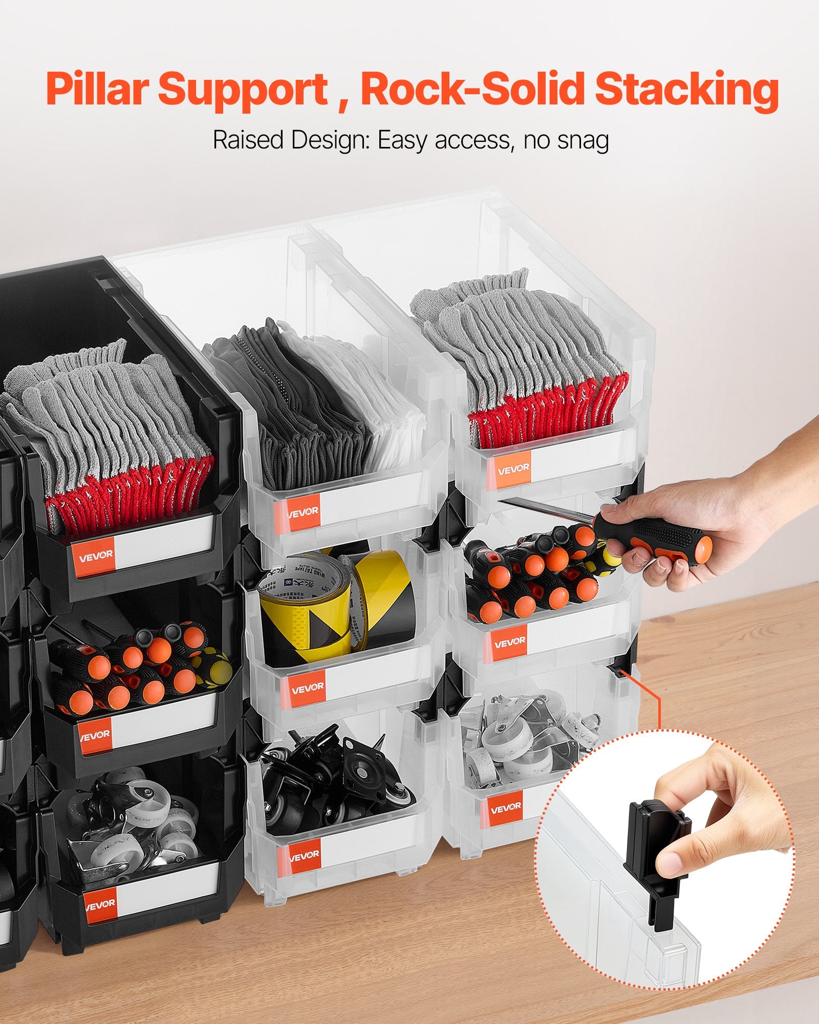 Plastic Stackable Storage Bins, 37.7 x 21.5 x 18 cm (12 Pack), Plastic Containers for Organizing & Storage V952-DDWLX12GZ14L7T773001V0