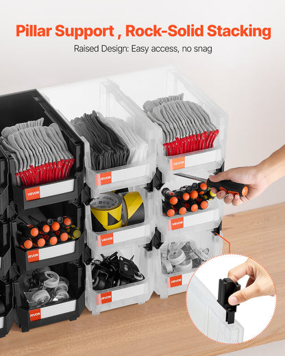 Plastic Stackable Storage Bins, 37.7 x 21.5 x 18 cm (12 Pack), Plastic Containers for Organizing & Storage V952-DDWLX12GZ14L7T773001V0