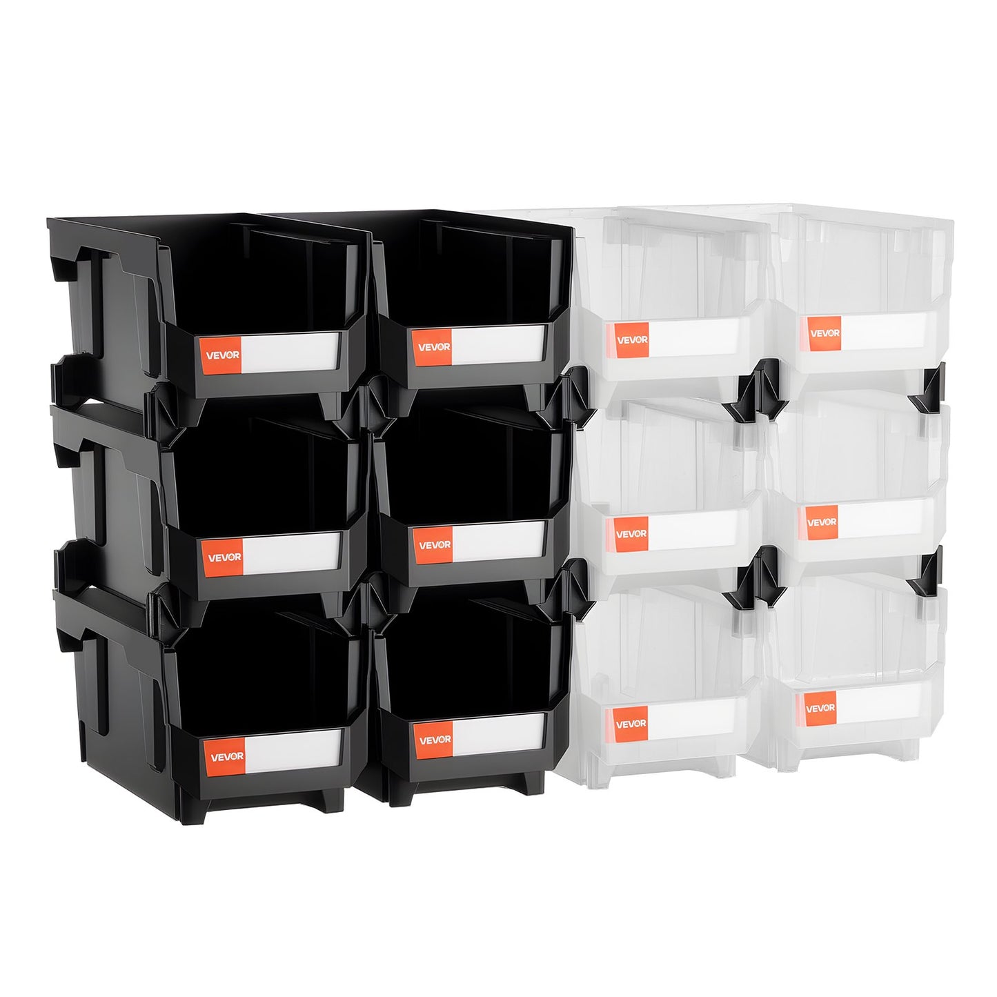 Plastic Stackable Storage Bins, 37.7 x 21.5 x 18 cm (12 Pack), Plastic Containers for Organizing & Storage V952-DDWLX12GZ14L7T773001V0