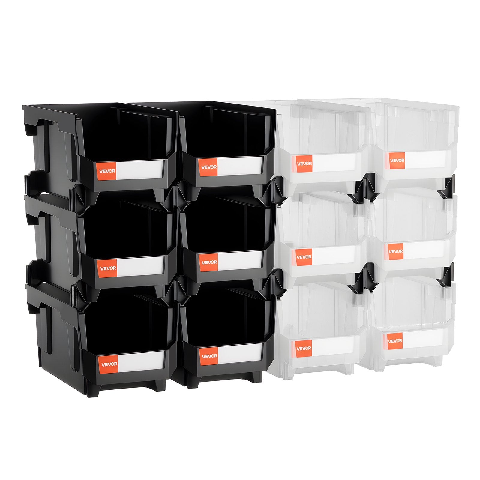 Plastic Stackable Storage Bins, 37.7 x 21.5 x 18 cm (12 Pack), Plastic Containers for Organizing & Storage V952-DDWLX12GZ14L7T773001V0