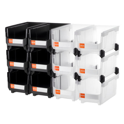 Plastic Stackable Storage Bins, 37.7 x 21.5 x 18 cm (12 Pack), Plastic Containers for Organizing & Storage V952-DDWLX12GZ14L7T773001V0