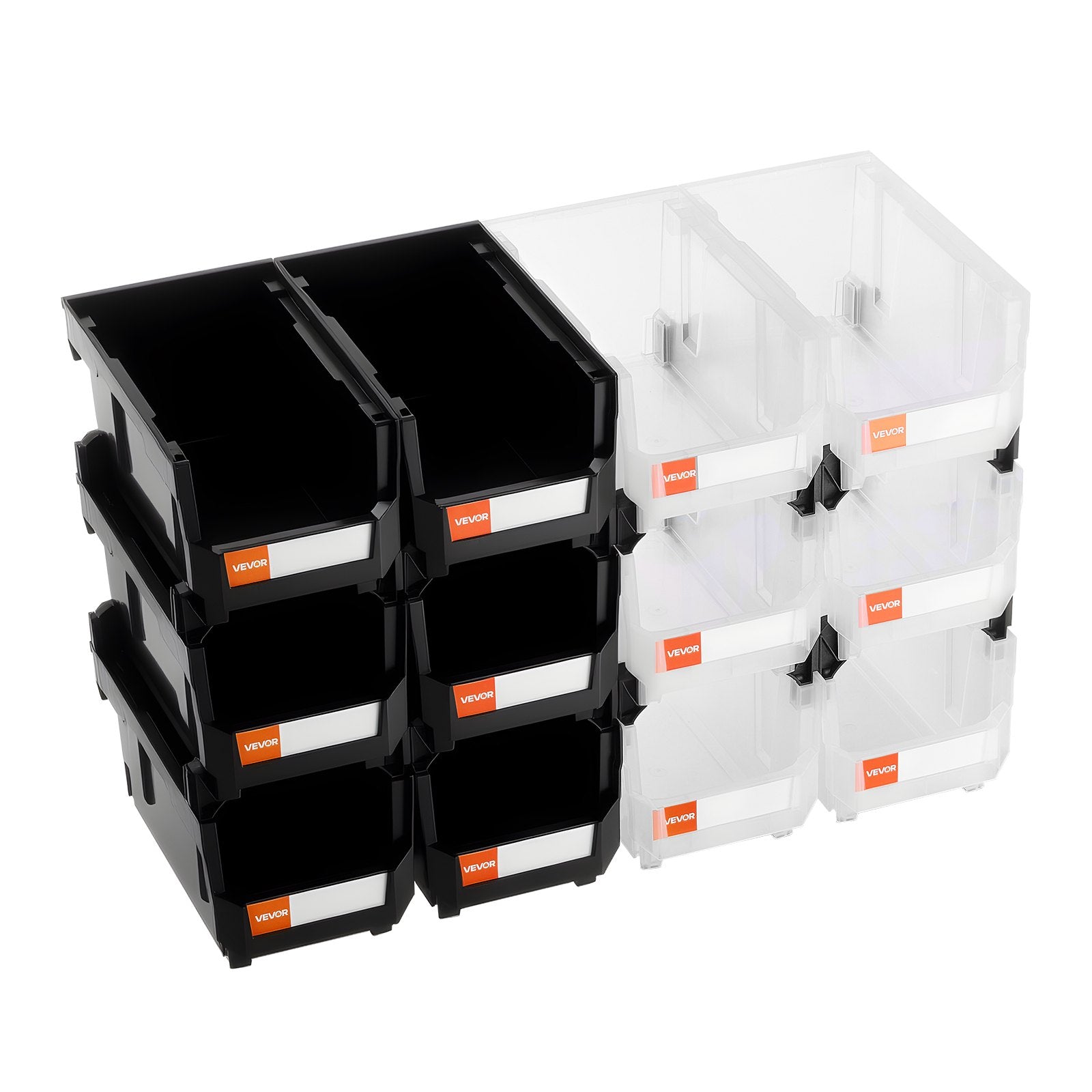 Plastic Stackable Storage Bins, 37.7 x 21.5 x 18 cm (12 Pack), Plastic Containers for Organizing & Storage V952-DDWLX12GZ14L7T773001V0