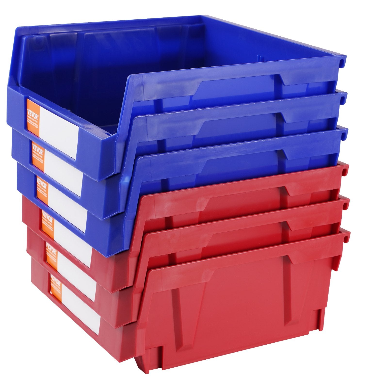 Plastic Storage Bin, (276 mm x 279 mm x 128 mm), Hanging Stackable Storage Organizer Bin, Blue/Red, 6-Pack, V952-DDWLX6G00000096OEV0