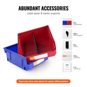 Plastic Storage Bin, (276 mm x 279 mm x 128 mm), Hanging Stackable Storage Organizer Bin, Blue/Red, 6-Pack, V952-DDWLX6G00000096OEV0