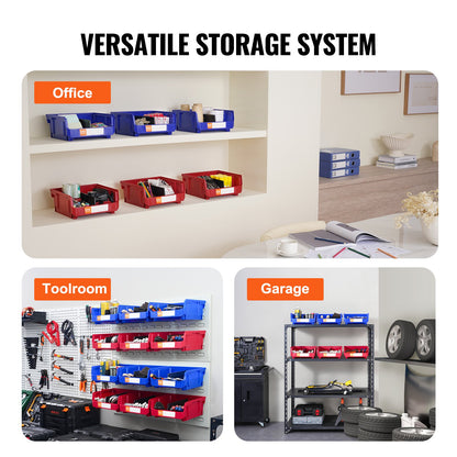 Plastic Storage Bin, (276 mm x 279 mm x 128 mm), Hanging Stackable Storage Organizer Bin, Blue/Red, 6-Pack, V952-DDWLX6G00000096OEV0