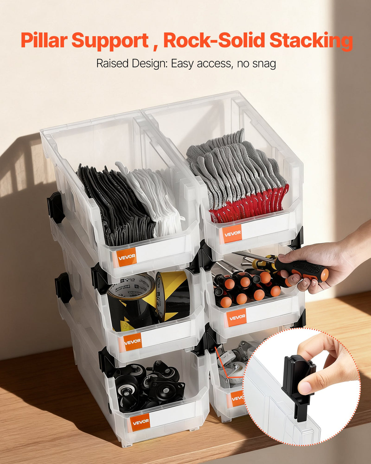 Plastic Stackable Storage Bins, 37.7 x 21.5 x 18 cm (6 Pack), Plastic Containers for Organizing & Storage V952-DDWLX6GZ14LTCARKA001V0