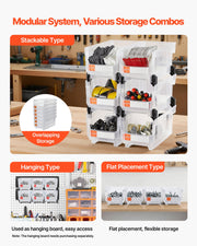 Plastic Stackable Storage Bins, 37.7 x 21.5 x 18 cm (6 Pack), Plastic Containers for Organizing & Storage V952-DDWLX6GZ14LTCARKA001V0