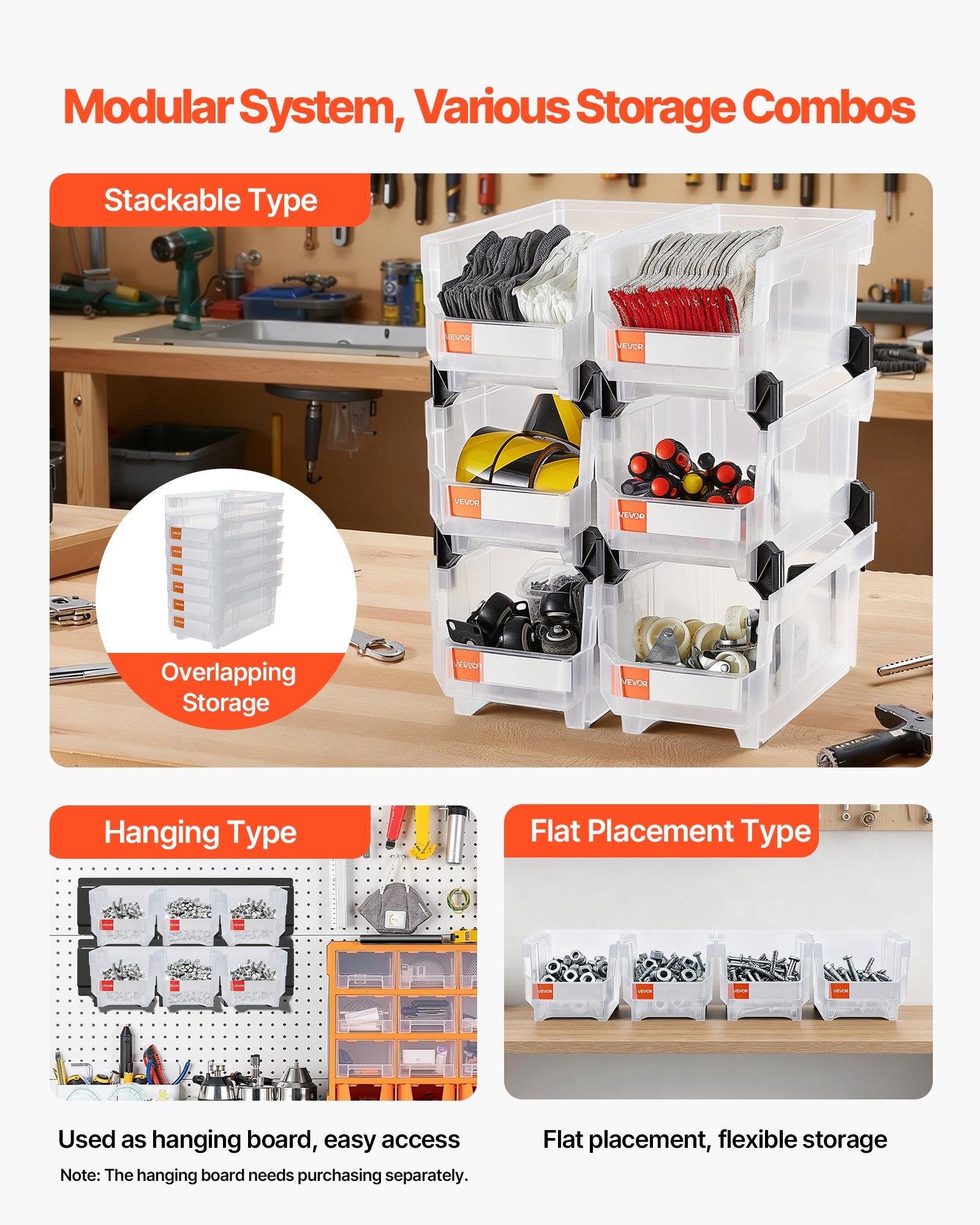Plastic Stackable Storage Bins, 37.7 x 21.5 x 18 cm (6 Pack), Plastic Containers for Organizing & Storage V952-DDWLX6GZ14LTCARKA001V0