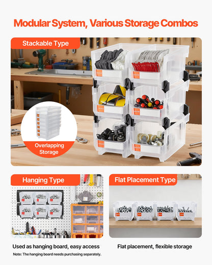 Plastic Stackable Storage Bins, 37.7 x 21.5 x 18 cm (6 Pack), Plastic Containers for Organizing & Storage V952-DDWLX6GZ14LTCARKA001V0