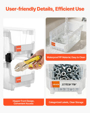 Plastic Stackable Storage Bins, 37.7 x 21.5 x 18 cm (6 Pack), Plastic Containers for Organizing & Storage V952-DDWLX6GZ14LTCARKA001V0