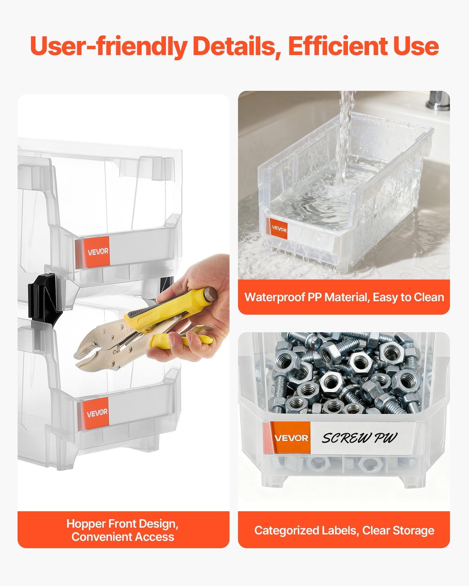 Plastic Stackable Storage Bins, 37.7 x 21.5 x 18 cm (6 Pack), Plastic Containers for Organizing & Storage V952-DDWLX6GZ14LTCARKA001V0
