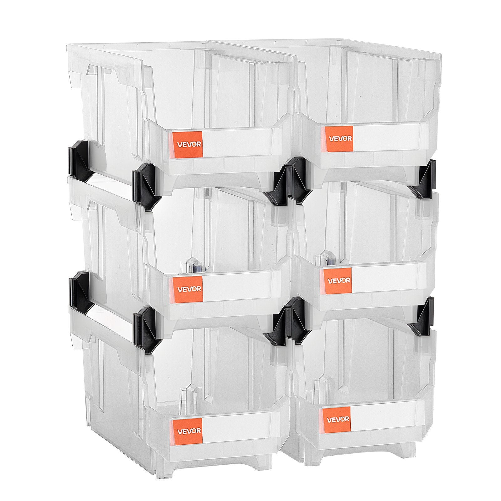 Plastic Stackable Storage Bins, 37.7 x 21.5 x 18 cm (6 Pack), Plastic Containers for Organizing & Storage V952-DDWLX6GZ14LTCARKA001V0