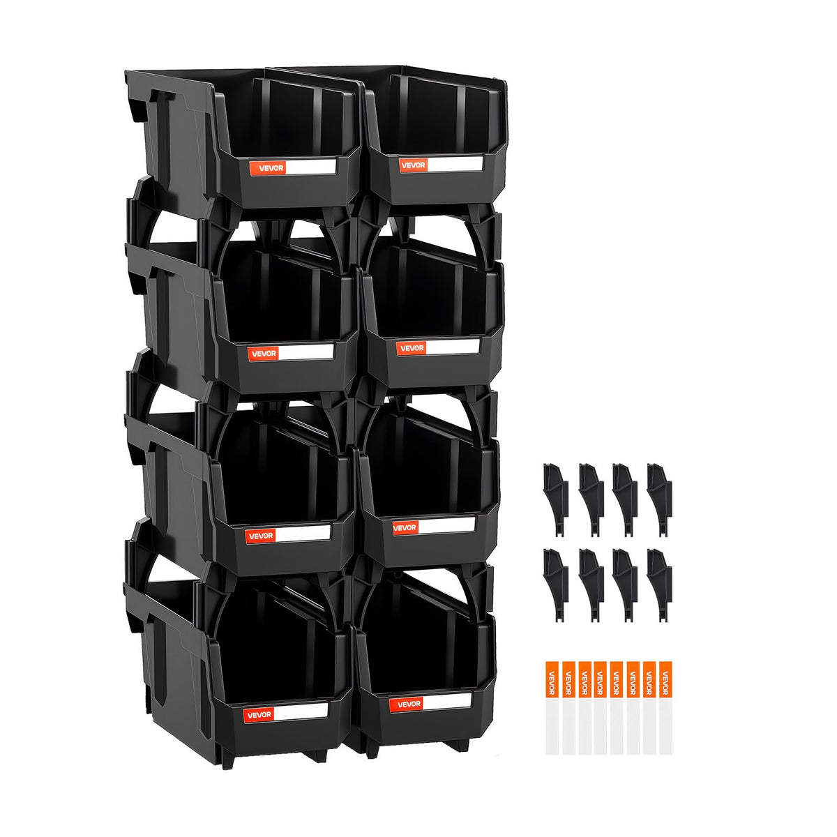 Plastic Stackable Storage Bins, 27.6 x 14 x 13 cm (8 Pack), Plastic Containers for Organizing and Storage V952-DDWLX8GZ5LHS988AE001V0