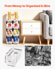 Plastic Stackable Storage Bins, 27.6 x 14 x 13 cm (8 Pack), Plastic Containers for Organizing & Storage Bins V952-DDWLX8GZ5LTMCQQ5O001V0