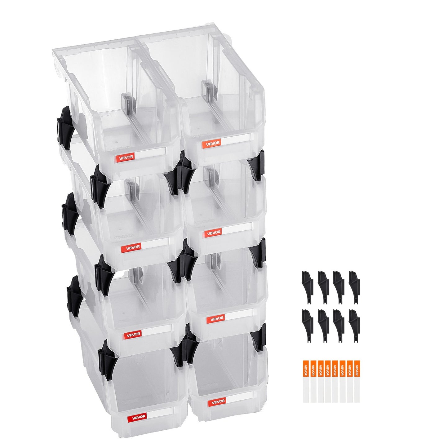 Plastic Stackable Storage Bins, 27.6 x 14 x 13 cm (8 Pack), Plastic Containers for Organizing & Storage Bins V952-DDWLX8GZ5LTMCQQ5O001V0