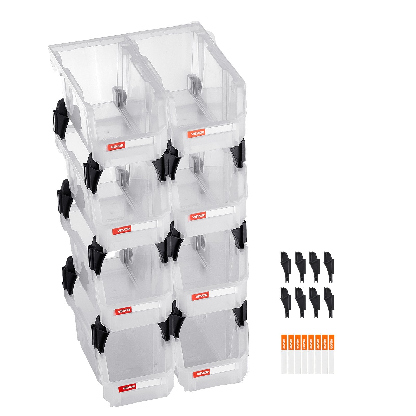 Plastic Stackable Storage Bins, 27.6 x 14 x 13 cm (8 Pack), Plastic Containers for Organizing & Storage Bins V952-DDWLX8GZ5LTMCQQ5O001V0