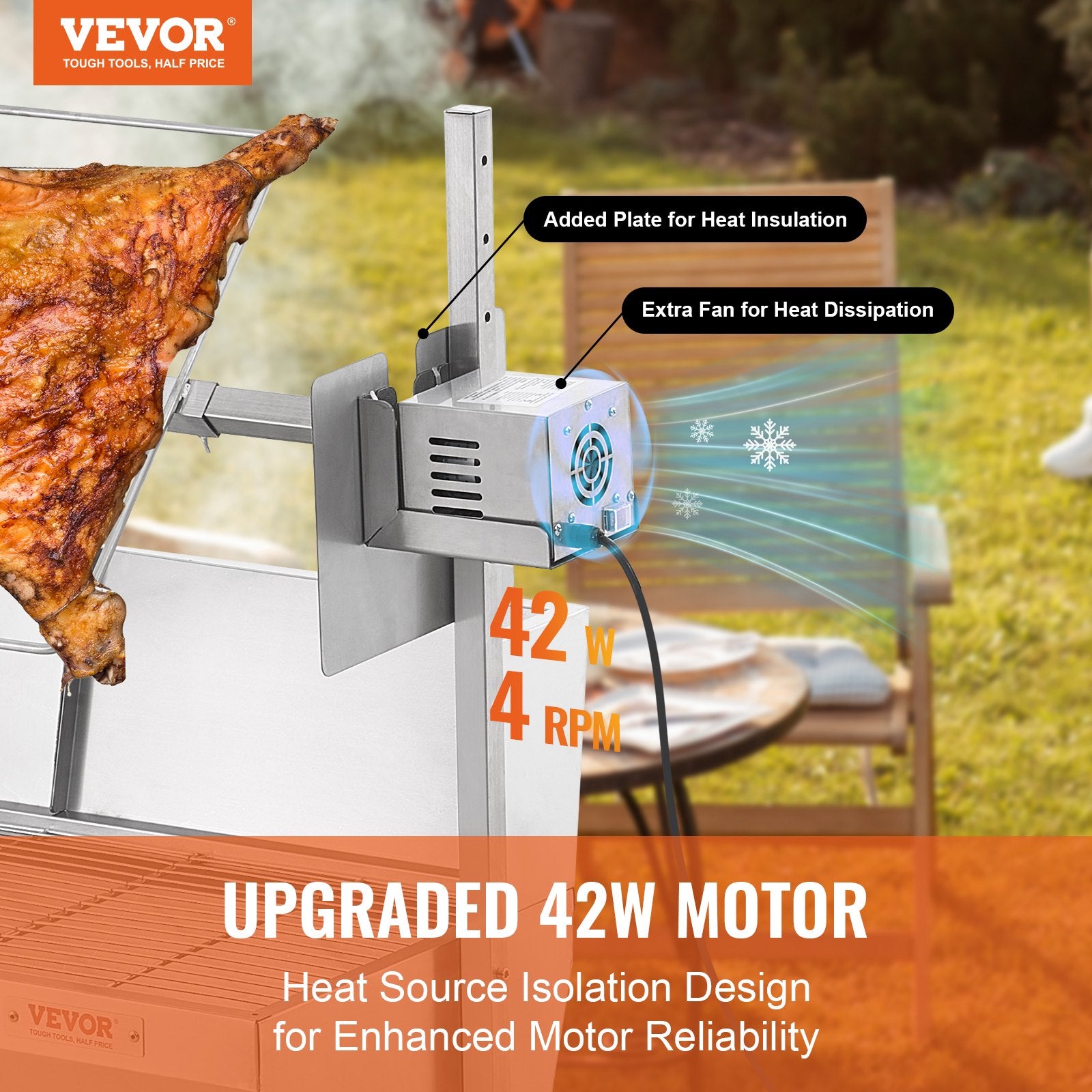 Rotisserie Grill with Windscreen, BBQ Whole Pig Lamb Goat Charcoal Spit Grill, 35 Inch 90 Lbs Capacity, V952-DDXZKJ35YCDBV3Y2GV3