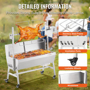 Rotisserie Grill with Windscreen, BBQ Whole Pig Lamb Goat Charcoal Spit Grill, 35 Inch 90 Lbs Capacity, V952-DDXZKJ35YCDBV3Y2GV3