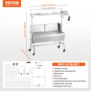 Rotisserie Grill with Windscreen, BBQ Whole Pig Lamb Goat Charcoal Spit Grill, 35 Inch 90 Lbs Capacity, V952-DDXZKJ35YCDBV3Y2GV3