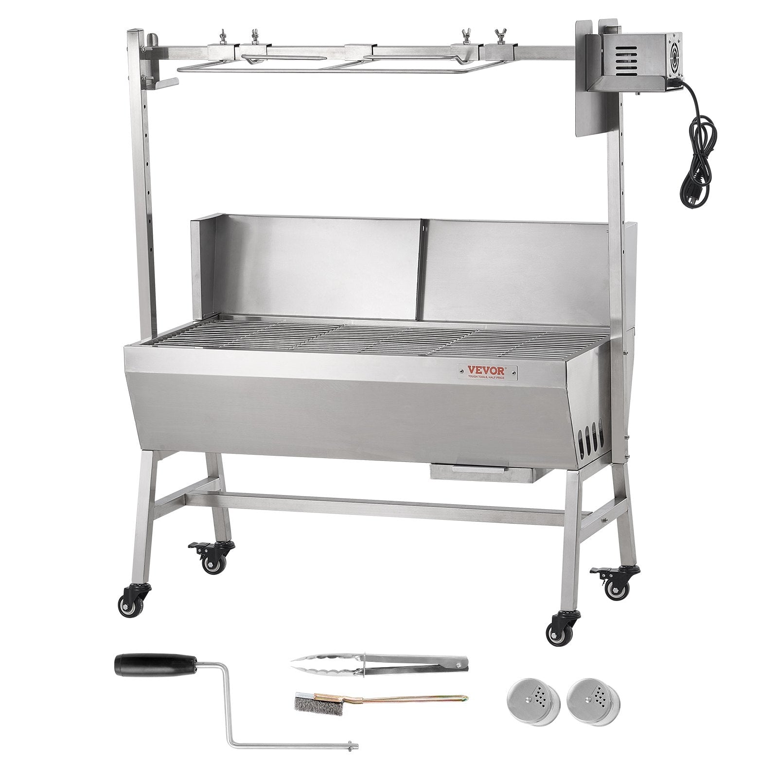 Rotisserie Grill with Windscreen, BBQ Whole Pig Lamb Goat Charcoal Spit Grill, 35 Inch 90 Lbs Capacity, V952-DDXZKJ35YCDBV3Y2GV3