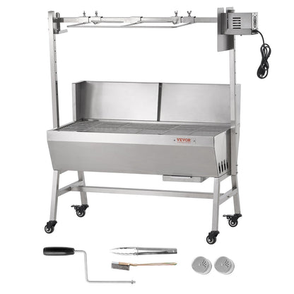 Rotisserie Grill with Windscreen, BBQ Whole Pig Lamb Goat Charcoal Spit Grill, 35 Inch 90 Lbs Capacity, V952-DDXZKJ35YCDBV3Y2GV3