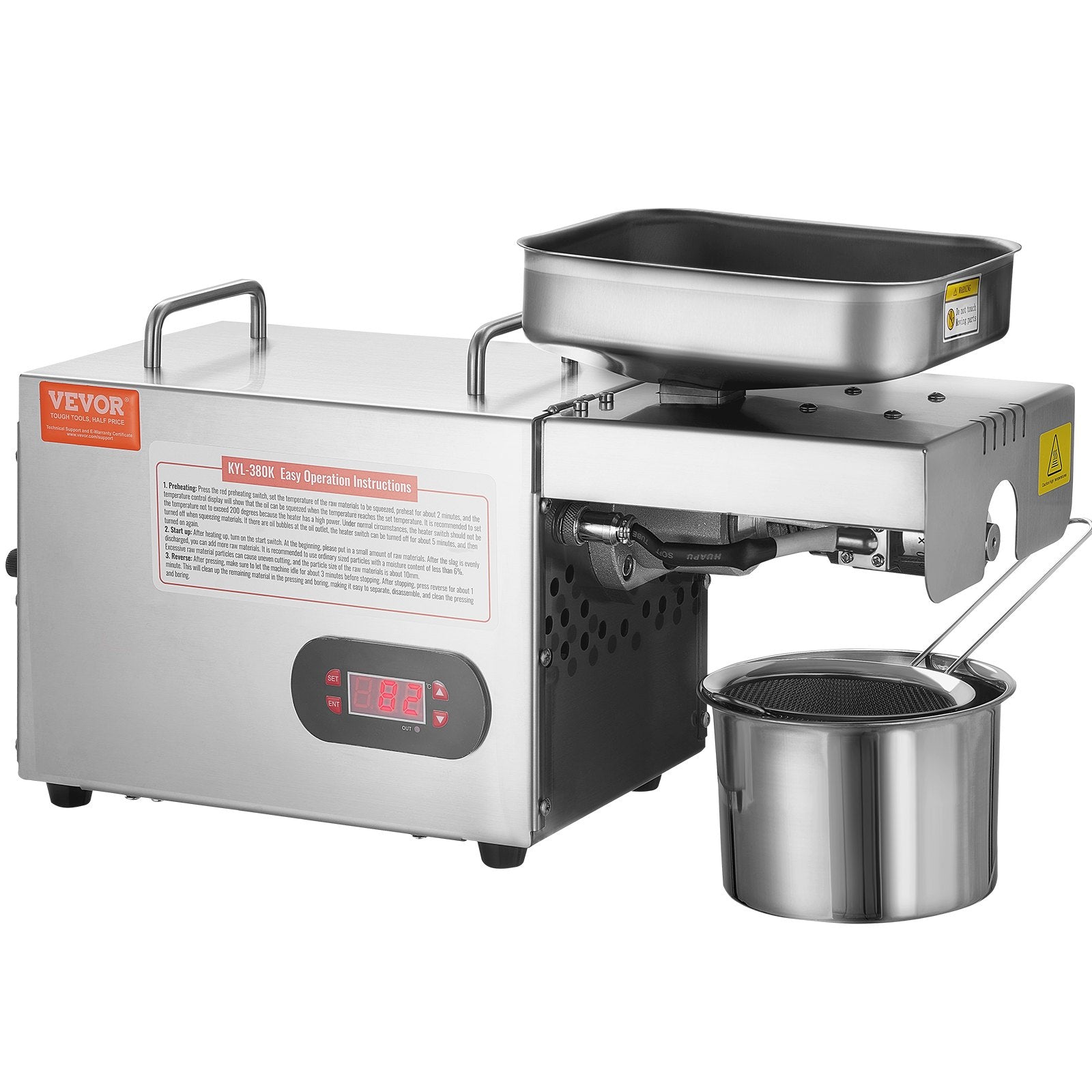 Electric Oil Press Machine, 850W Stainless Steel Oil Extractor Machine, Adjustable Temperature, Hot Press Oil V952-DDZYJ850W15KNVY87V3