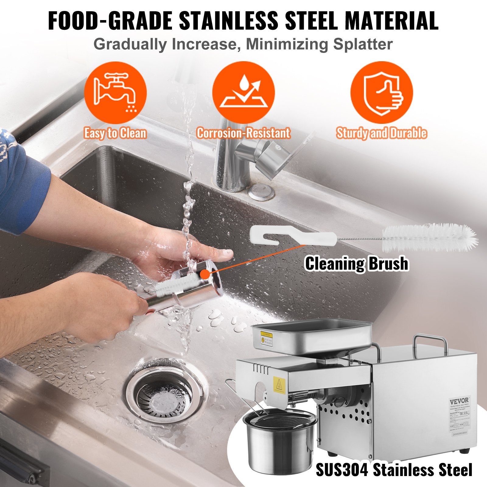 Electric Oil Press Machine, 850W Stainless Steel Oil Extractor Machine, Adjustable Temperature, Hot Press Oil V952-DDZYJ850W15KNVY87V3
