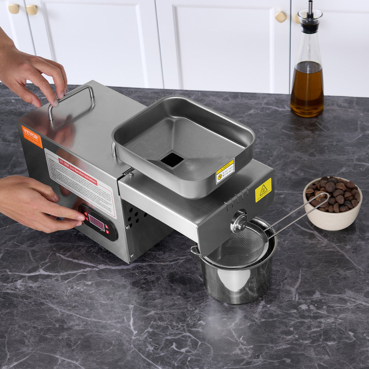 Electric Oil Press Machine, 850W Stainless Steel Oil Extractor Machine, Adjustable Temperature, Hot Press Oil V952-DDZYJ850W15KNVY87V3