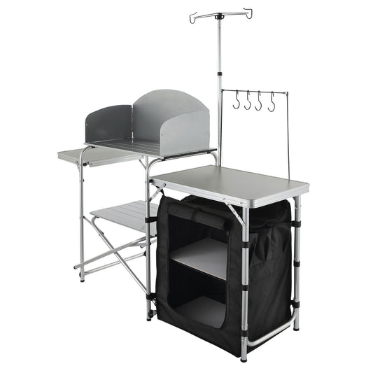 Camping Kitchen Table, Folding Outdoor Cooking Table with Storage Carrying Bag, Aluminum Cook Station 1 V952-DFBKYDCFHSBDGFR79V0