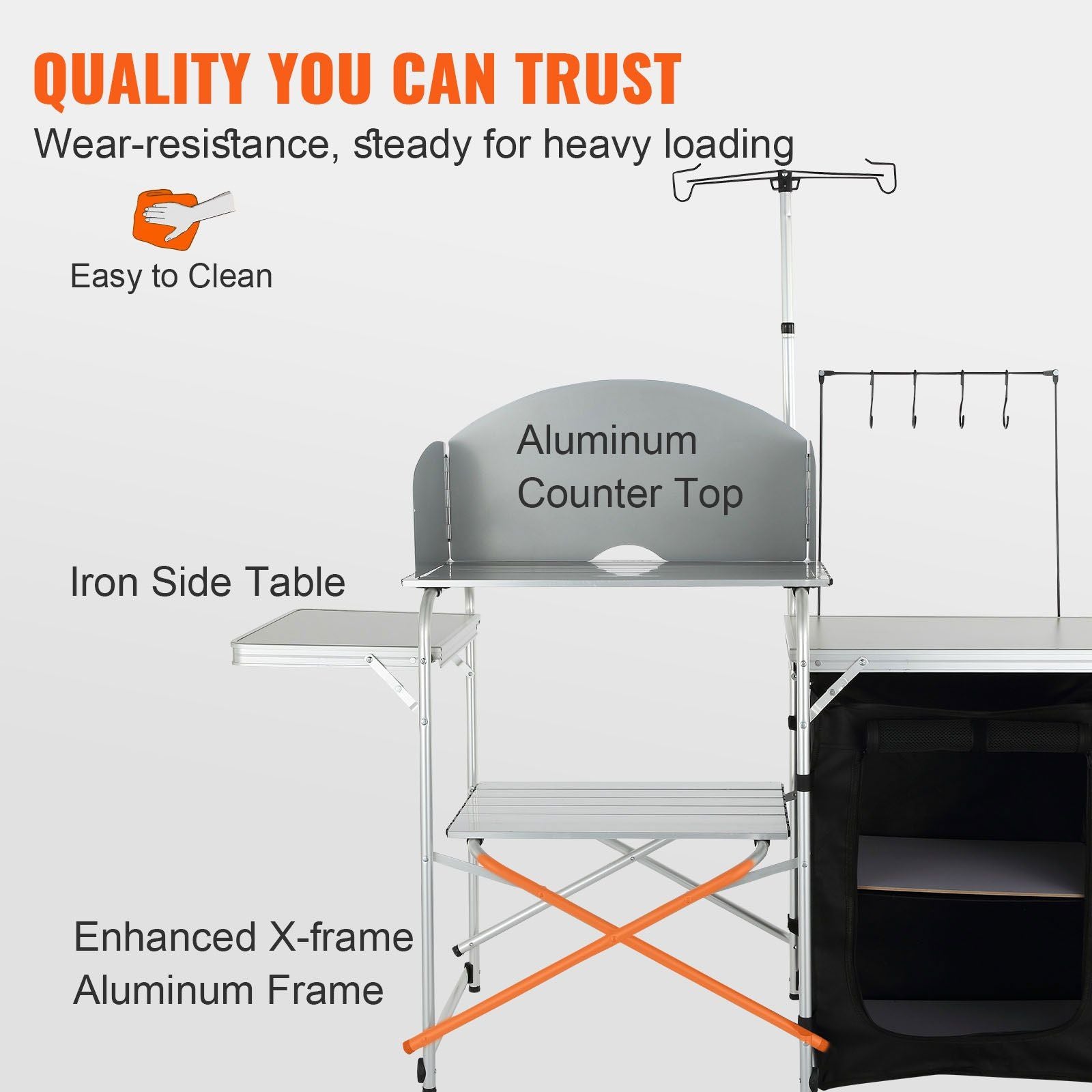 Camping Kitchen Table, Folding Outdoor Cooking Table with Storage Carrying Bag, Aluminum Cook Station 1 V952-DFBKYDCFHSBDGFR79V0