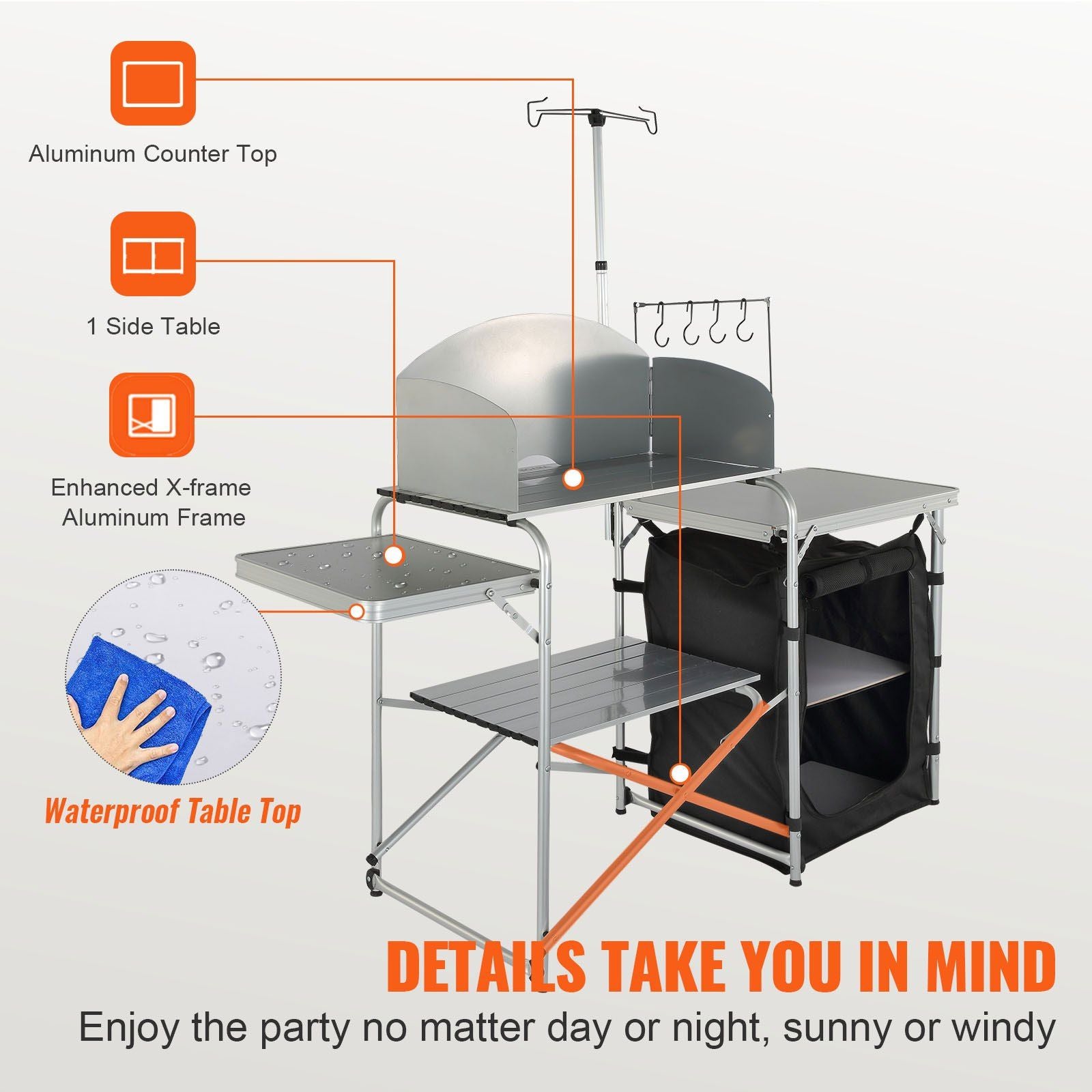 Camping Kitchen Table, Folding Outdoor Cooking Table with Storage Carrying Bag, Aluminum Cook Station 1 V952-DFBKYDCFHSBDGFR79V0