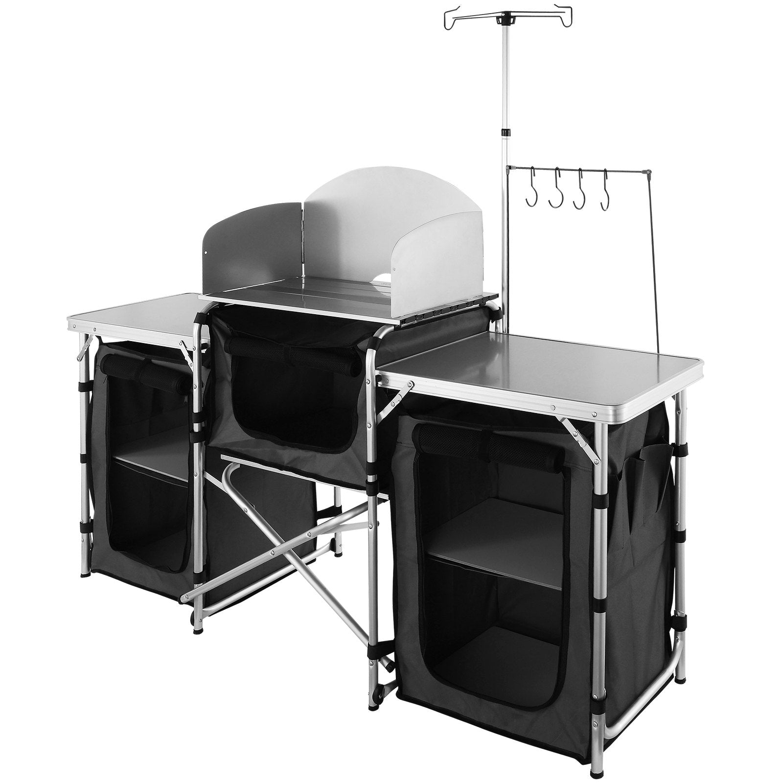 Camping Kitchen Table, Folding Outdoor Cooking Table with Storage Carrying Bag, Aluminum Cook Station 3 V952-DFBKYDCFHSHSBD243V0