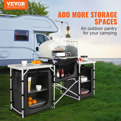 Camping Kitchen Table, Folding Outdoor Cooking Table with Storage Carrying Bag, Aluminum Cook Station 3 V952-DFBKYDCFHSHSBD243V0
