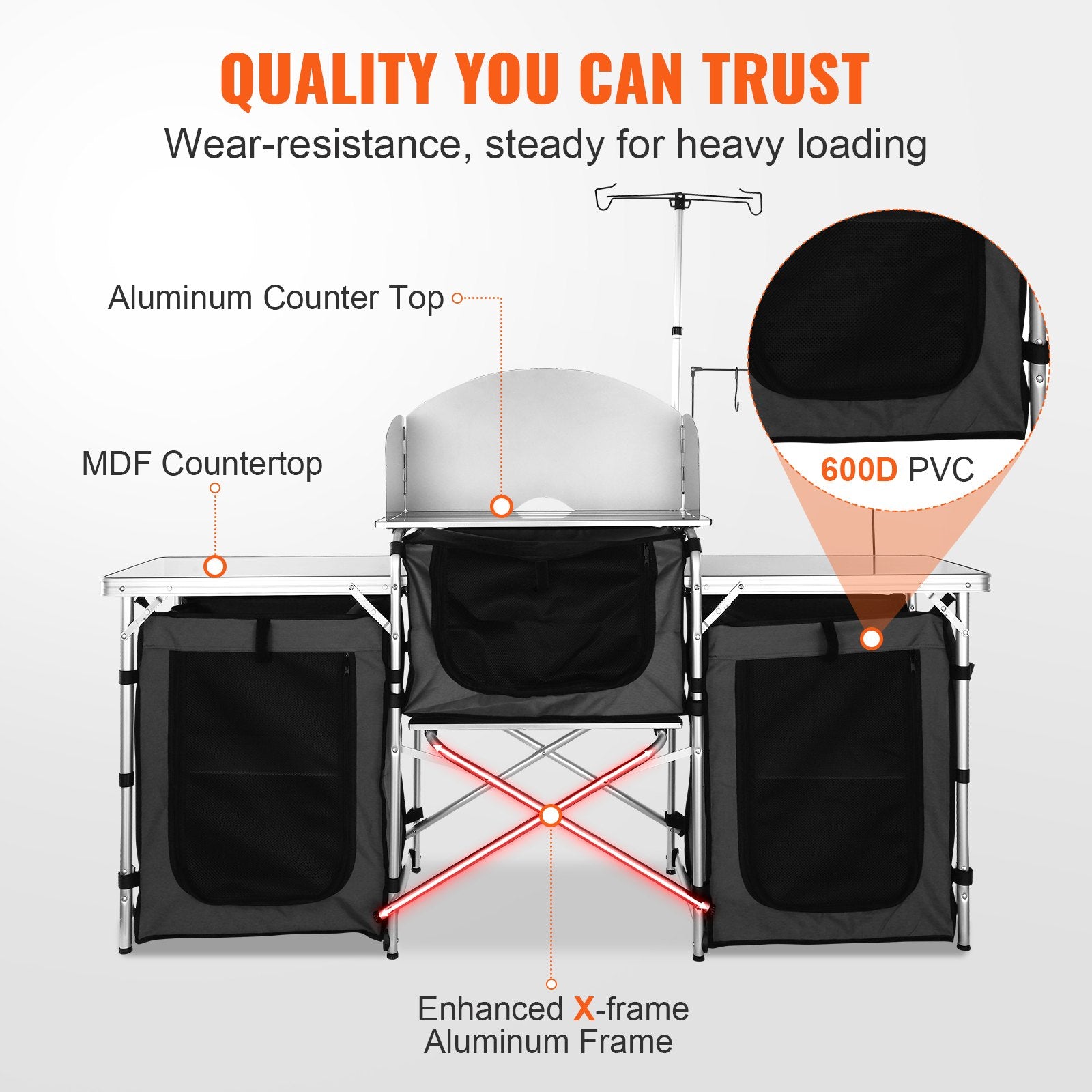 Camping Kitchen Table, Folding Outdoor Cooking Table with Storage Carrying Bag, Aluminum Cook Station 3 V952-DFBKYDCFHSHSBD243V0