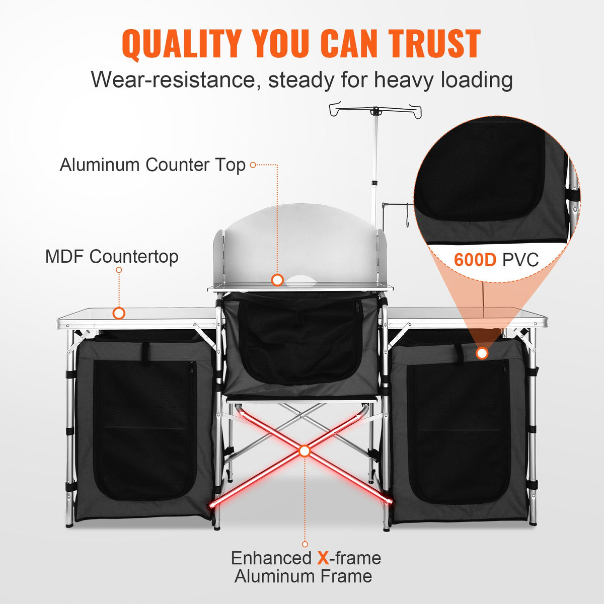 Camping Kitchen Table, Folding Outdoor Cooking Table with Storage Carrying Bag, Aluminum Cook Station 3 V952-DFBKYDCFHSHSBD243V0