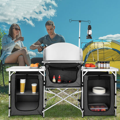 Camping Kitchen Table, Folding Outdoor Cooking Table with Storage Carrying Bag, Aluminum Cook Station 3 V952-DFBKYDCFHSHSBD243V0