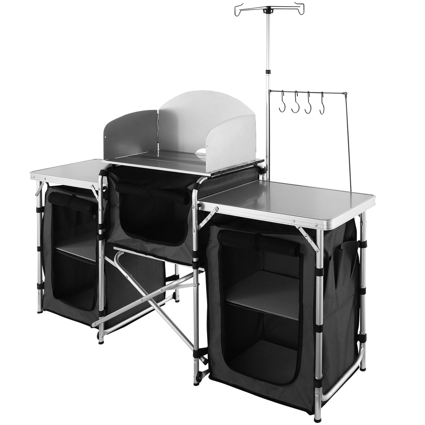 Camping Kitchen Table, Folding Outdoor Cooking Table with Storage Carrying Bag, Aluminum Cook Station 3 V952-DFBKYDCFHSHSBD243V0