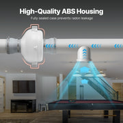 4" to 4.5" Radon Mitigation Fan System Quiet 190CFM Inline Duct Waterproof V952-DFSDJ4INCH19VRDPTV3