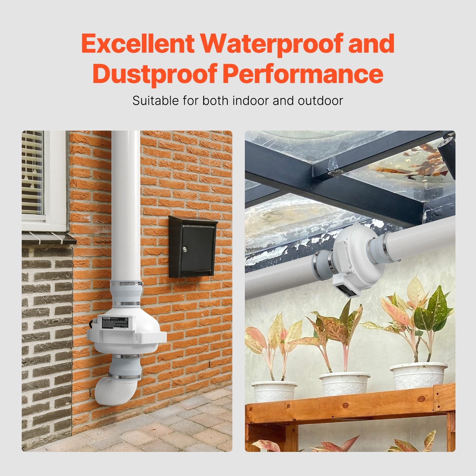 4" to 4.5" Radon Mitigation Fan System Quiet 260CFM Inline Duct Waterproof V952-DFSDJ4INCH26WNZBVV3