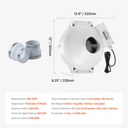 4" to 4.5" Radon Mitigation Fan System Quiet 260CFM Inline Duct Waterproof V952-DFSDJ4INCH26WNZBVV3