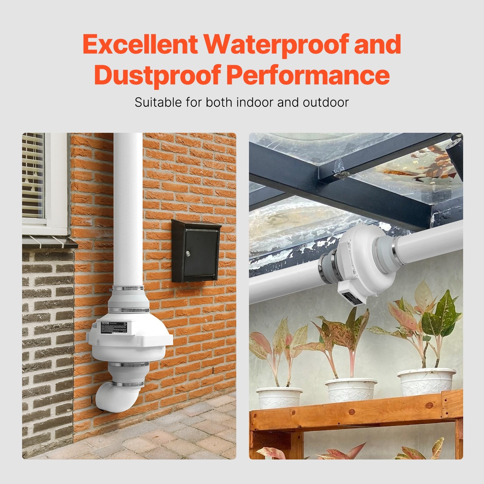 4" to 4.5" Radon Mitigation Fan System Quiet 380CFM Inline Duct Waterproof V952-DFSDJ6INCH3813O5AV3
