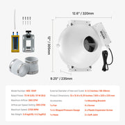 4" to 3.5" Radon Mitigation Fan System Kit Quiet 260 CFM Inline Duct Fan V952-DFSTJ4INCH267V2HBV3