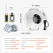 6" to 4.5" Radon Mitigation Fan System Kit Quiet 380 CFM Inline Duct Fan V952-DFSTJ6INCH38V4LNDV3