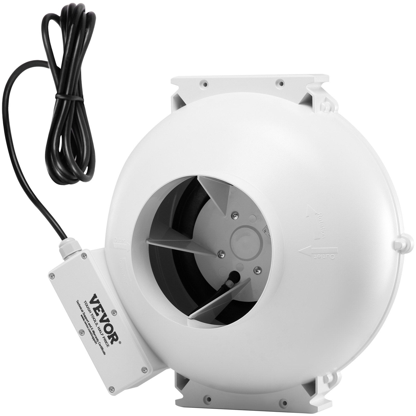 6" to 4.5" Radon Mitigation Fan System Kit Quiet 380 CFM Inline Duct Fan V952-DFSTJ6INCH38V4LNDV3