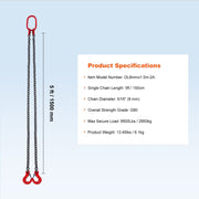 Chain Sling, 8 mm x 150 cm Lifting Chains with Hooks, G80 Engine Chain Hoist Lifts, 3 Ton Capacity Lifting V952-DGDLHHMGFH1JITULLV0
